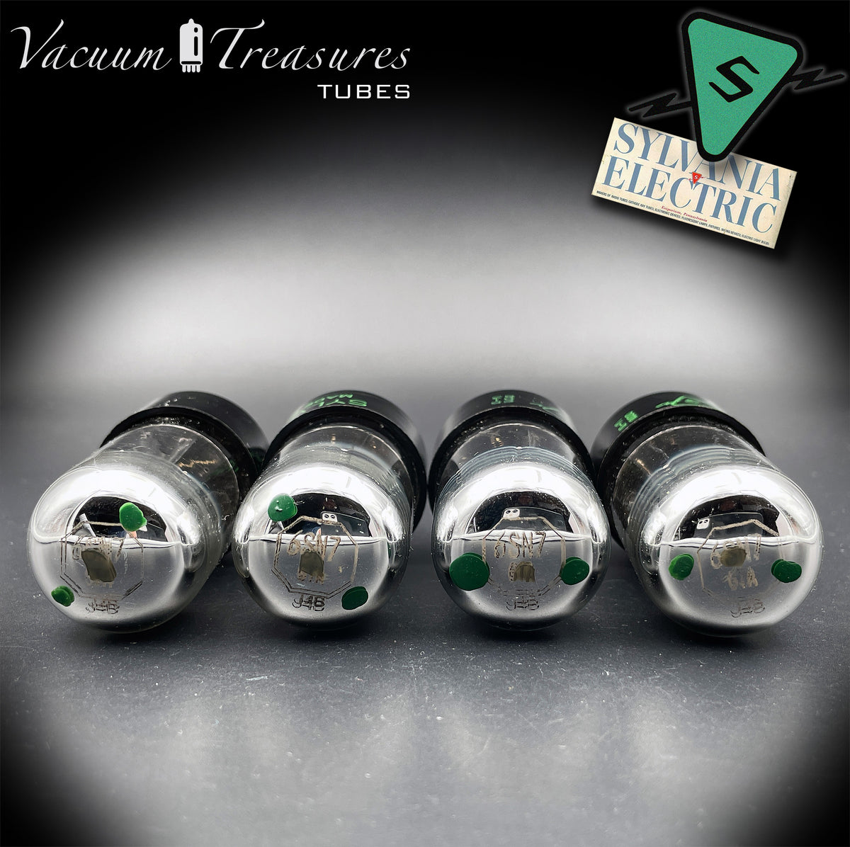 6SN7GTA NOS SYLVANIA Chrome Top Matched Quad - Same Production Code - Low Noise & Microphonics - AMPLITREX Tested