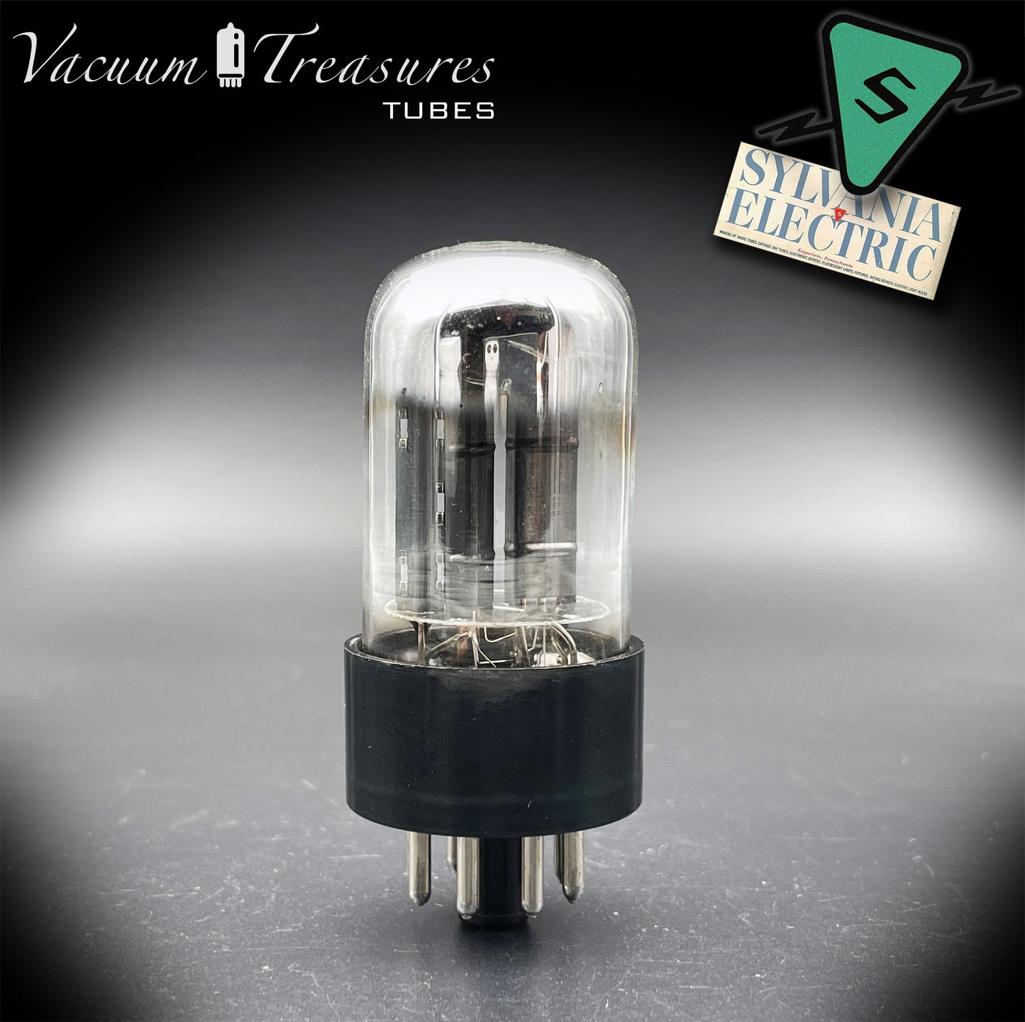 6SN7GTB NOS SYLVANIA CHROME TOP Green Dot Tested Tube Black Plates USA 1947