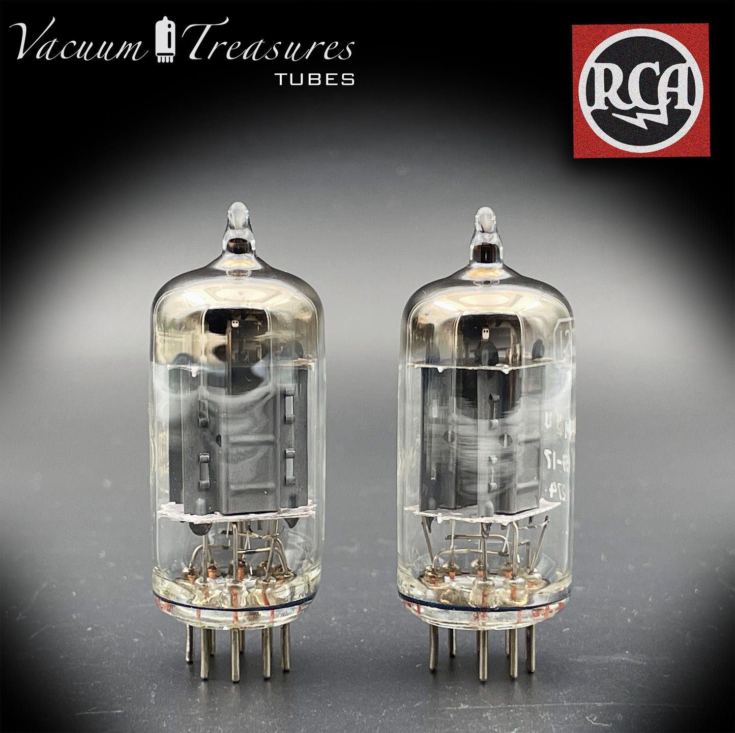 12AX7 ( ECC83 ) RCA Brand Baldwin Long Gray Plates Square Getter Matched Tubes MADE IN USA '59