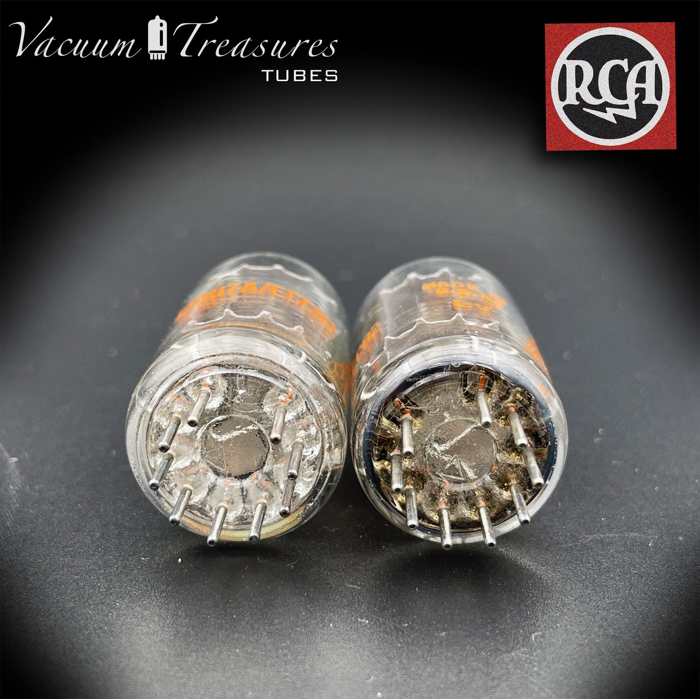 12AU7 A ( ECC82 ) RCA Clear TOP Long Gray Plates Side [] Getter Matched Tubes Made in USA