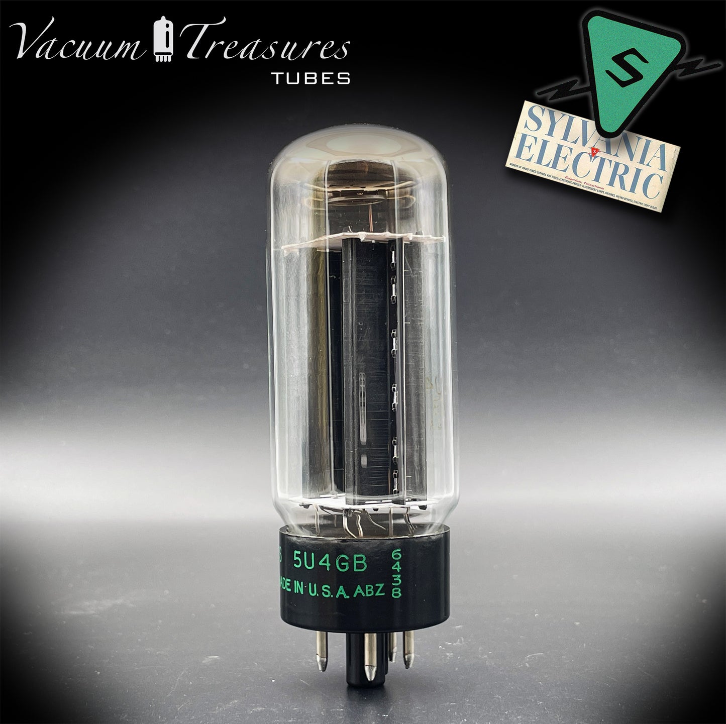 USN CHS 5U4GB SYLVANIA NOS NIB Black Plates Halo Getter Tested Tube Rectifier Made in USA