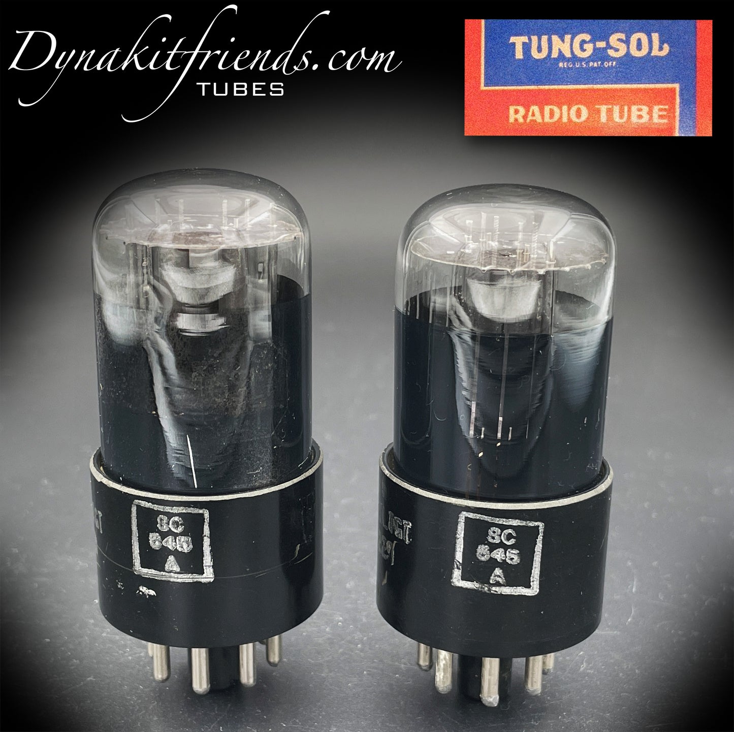 6SL7 GT ( VT-229 ) TUNG-SOL JAN CTL Black Glass Black Round Plates Matched Tubes Made in USA '50s