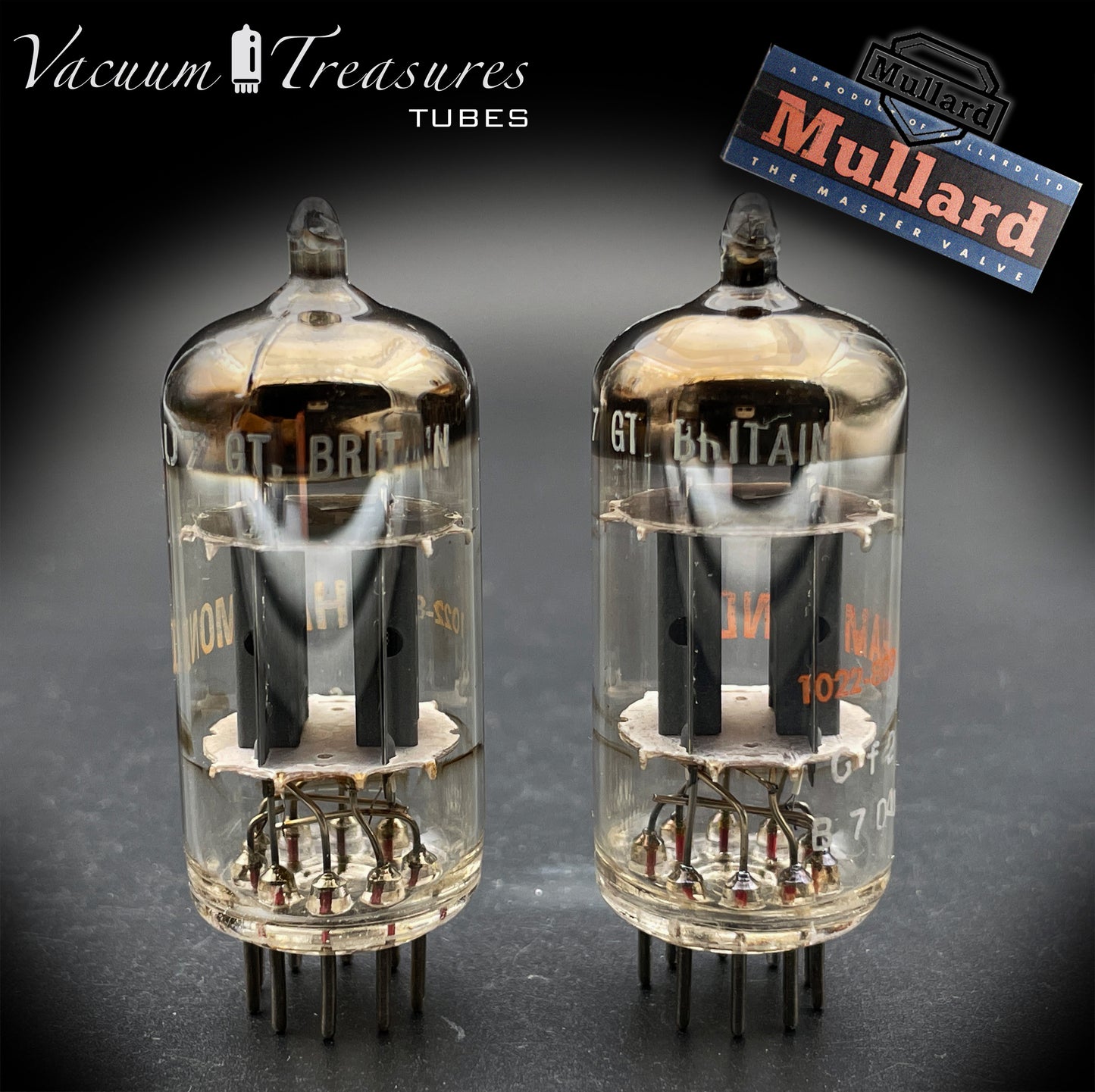 12AU7 ( ECC82 ) NOS MULLARD Blackburn Short Plates Matched Pair Tubes Made in GT. BRITAIN