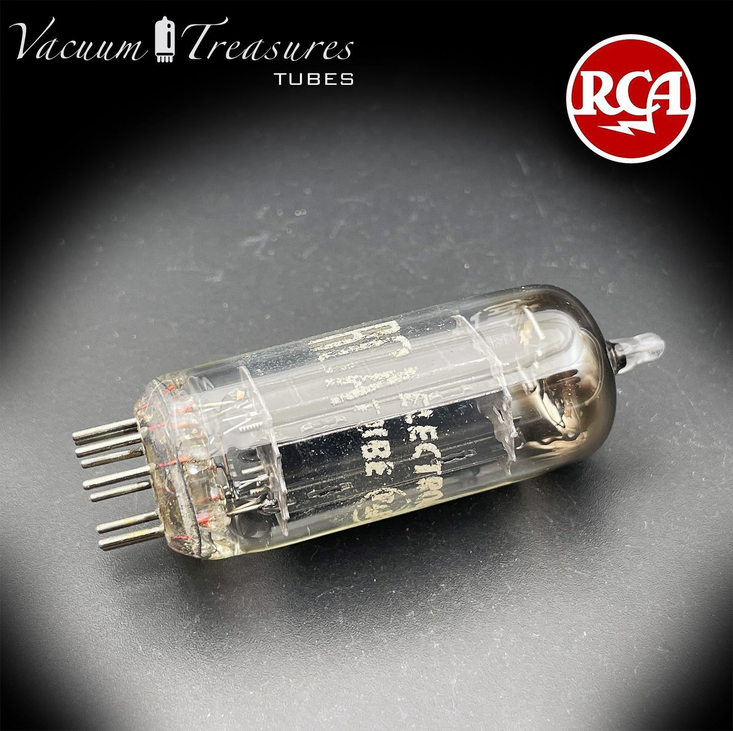 12BH7A RCA NOS NIB Black Plates Dimpled D-Foil Getter USA 1950s AMPLITREX Tested