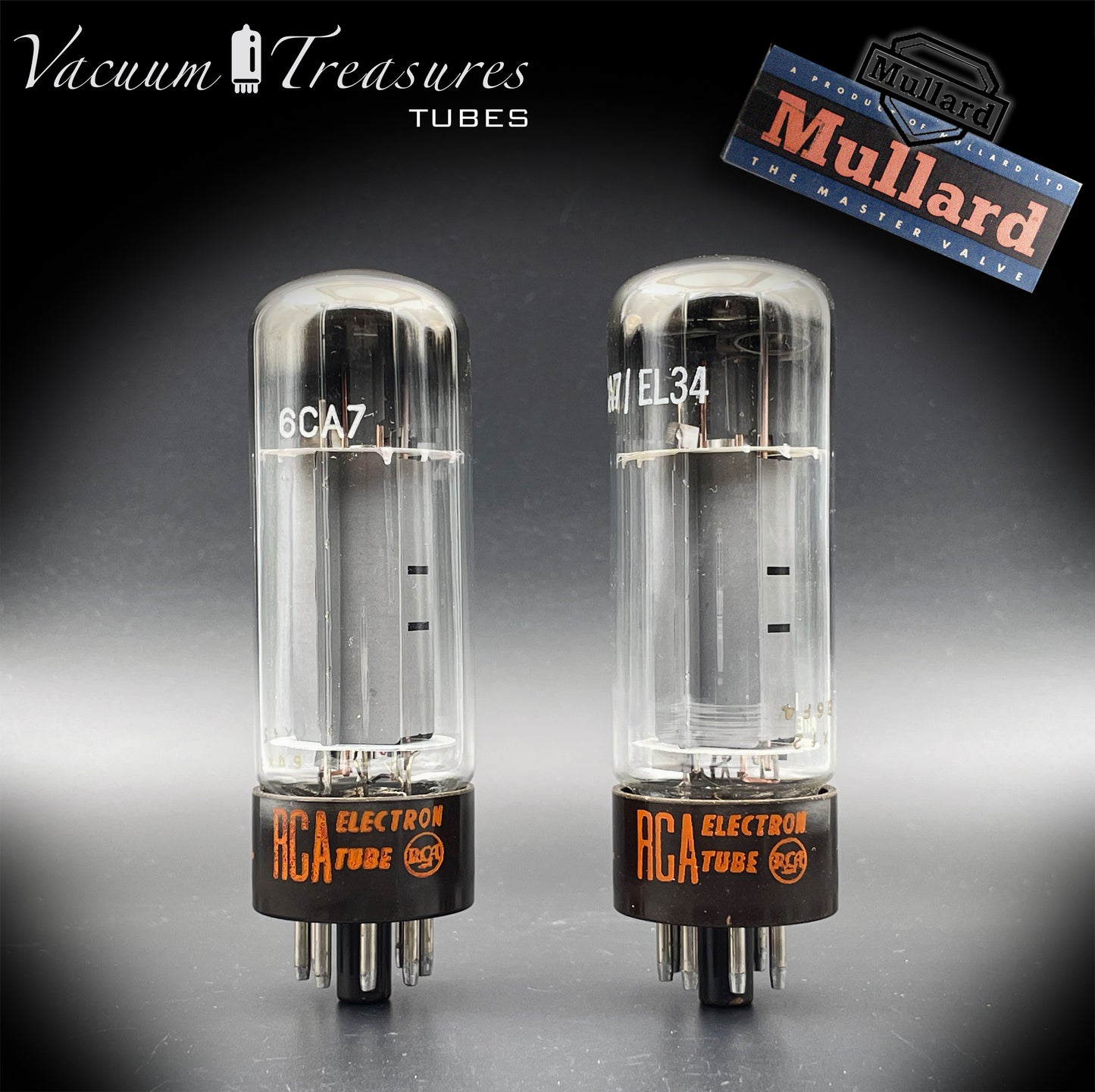 6CA7 ( EL34 ) RCA NOS NIB by Mullard Xf2 OO Getter Brown Base Matched Tubes Made in GT. Britain