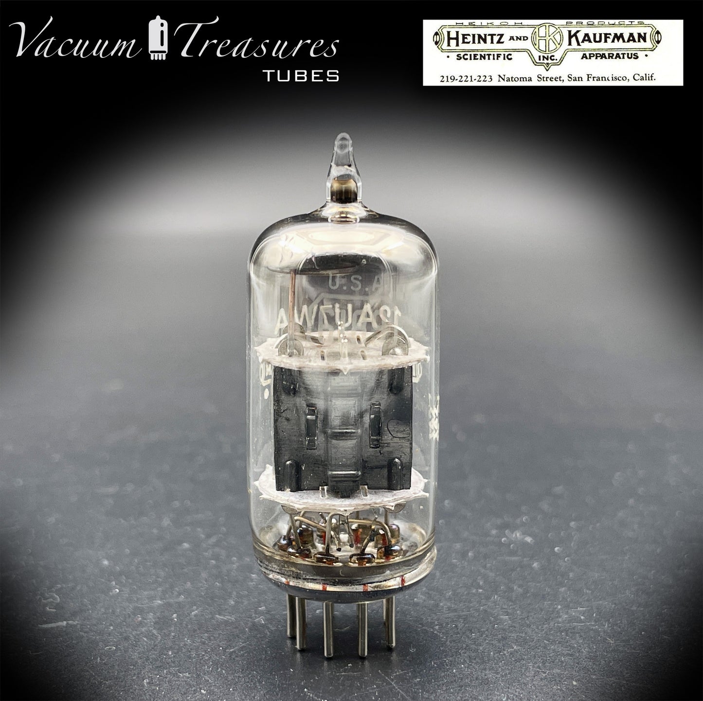 12AU7WA / CV4003 / 6189 Heinz & Kauffman Black Plates Halo Getter Made in USA