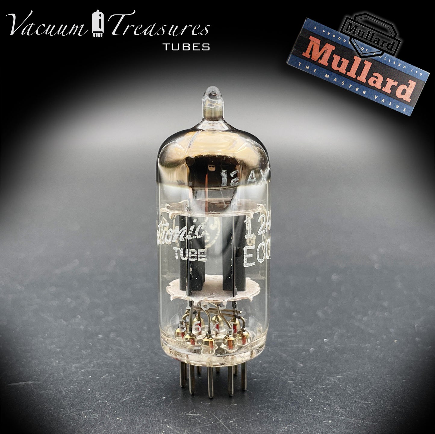 12AX7 ( ECC83 ) NOS MULLARD Blackburn for GE Short Plates Halo Getter Tested Tube MADE IN GREAT BRITAIN '66