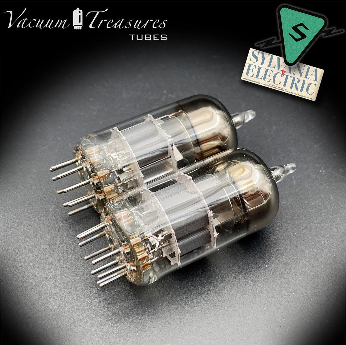 ECC88 / 6DJ8 SYLVANIA AMPLITREX Matched Pair Halo Getter Tubes Made in USA