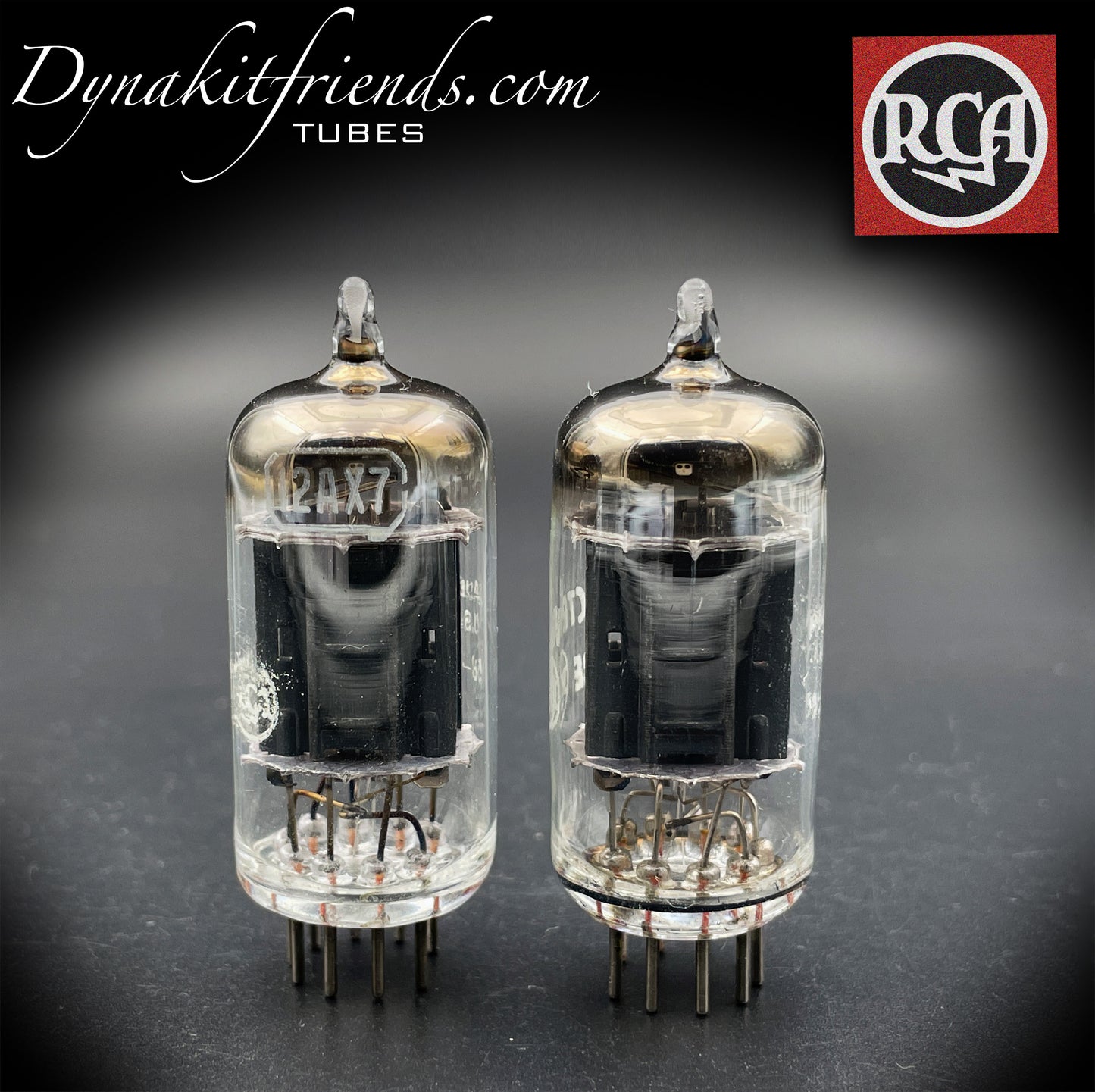 12AX7 (ECC83) RCA longues plaques noires [] tubes assortis à getter inclinés fabriqués aux États-Unis dans les années 50