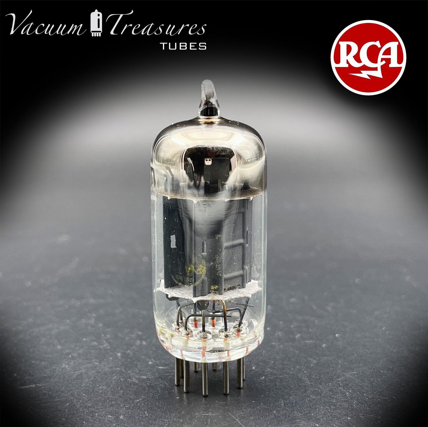 12AX7 / ECC83 RCA Long Gray Plates Square Getter Tube - Balanced - Made in USA '50s