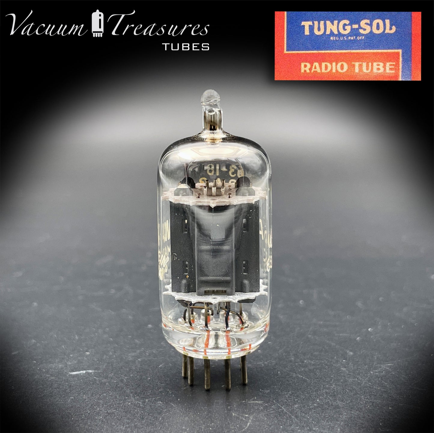 US AF 12AX7 WA E83CC NOS TUNG-SOL Long Gray Plates Halo Getter Tested Tube MADE IN USA '63