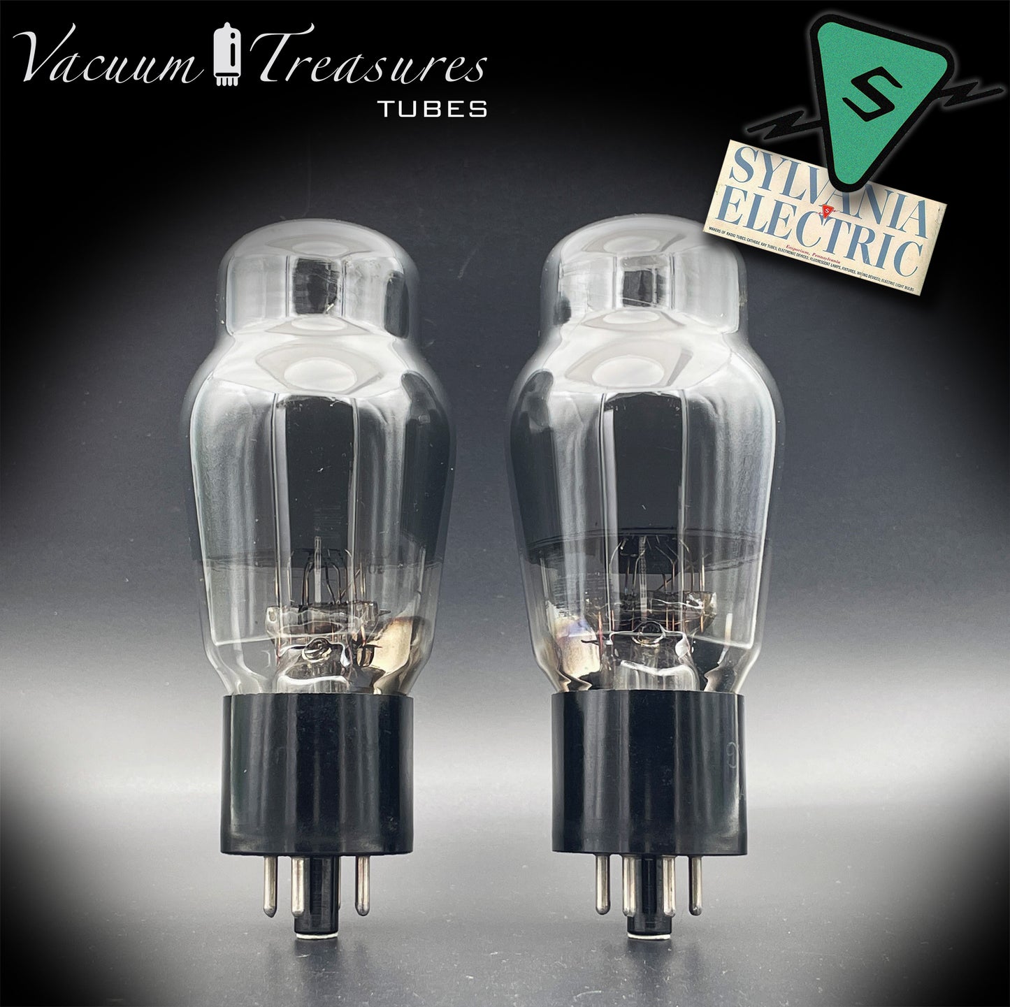 6L6G SYLVANIA Smoked Glass Square Bottom Getter - Pair - Same Factory Code 052 - Amplitrex Tested - STRONG