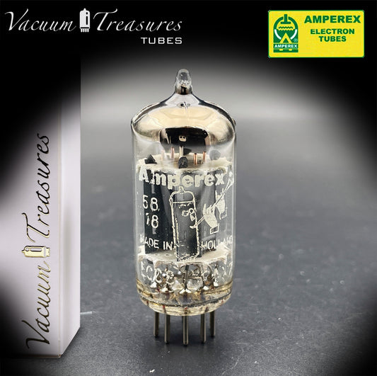 12AX7 / ECC83 NOS Amperex Bugle Boy AMPLITREX Tested Long Plates Foil Getter '58