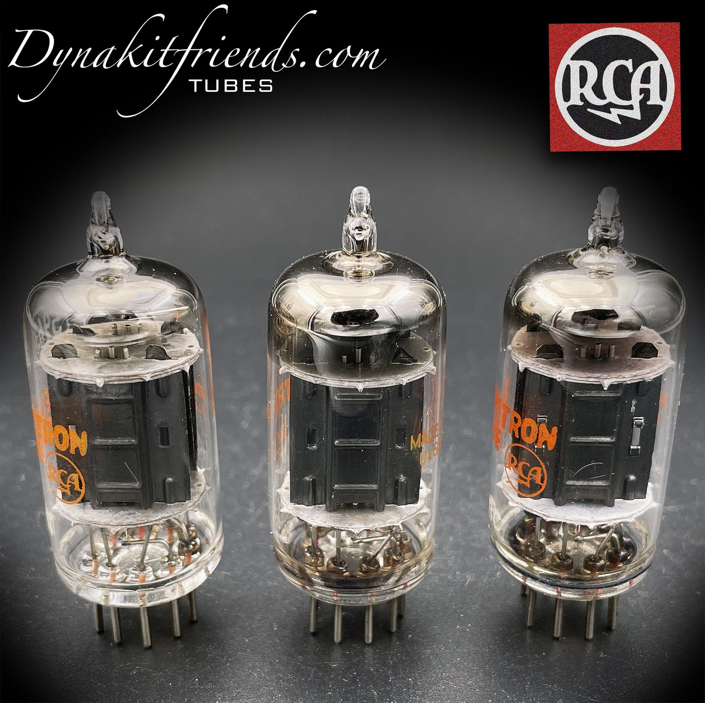 5963 ( ECC82 12AU7 WA ) RCA NOS Black Plates Square Foil Getter Low Noise & Microphonics Tested Tubes Made in USA '50s