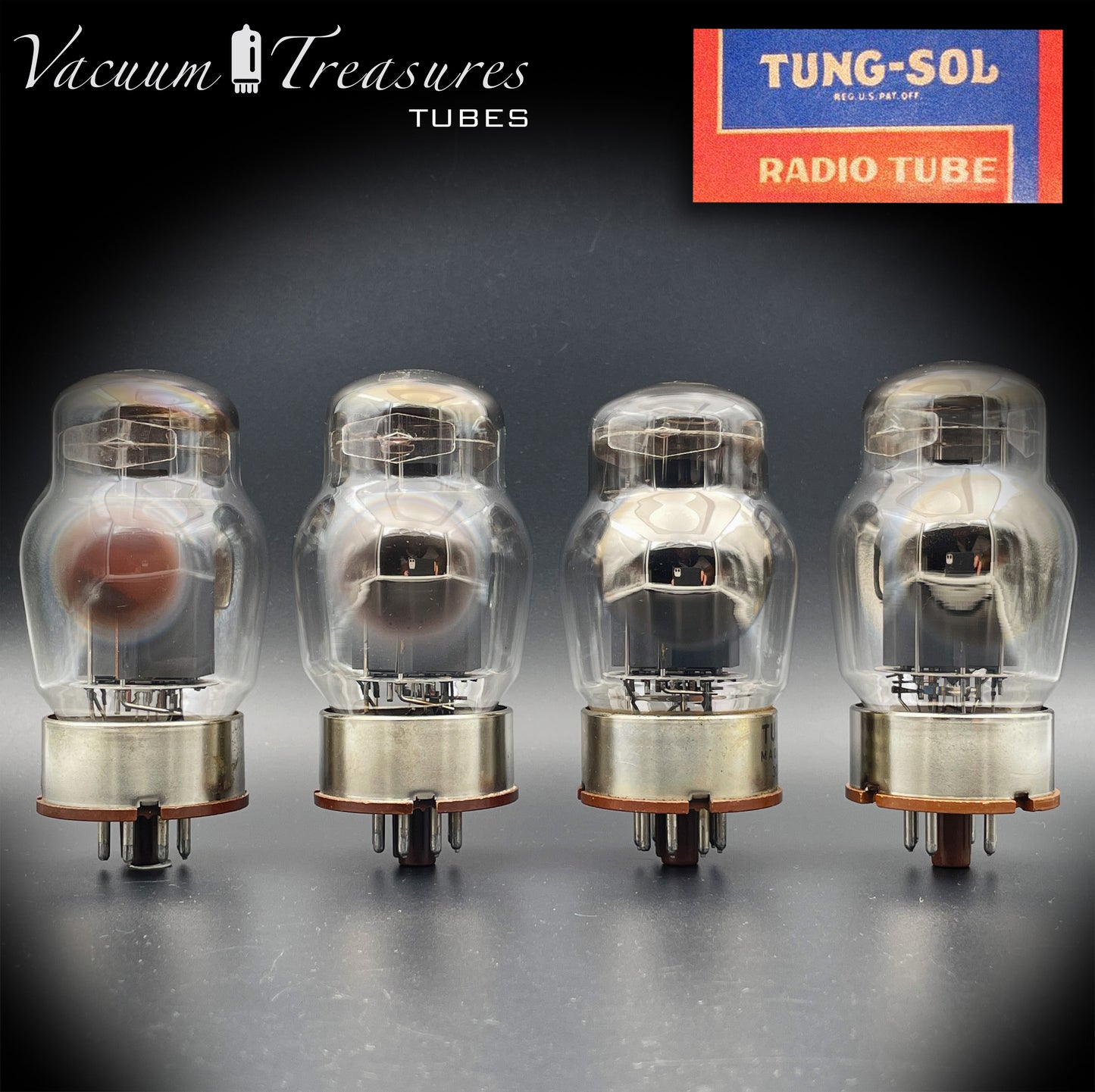 6550 TUNG-SOL Type 2 - 3rd Generation Gray Plates Triple Halo Getter No Holes Matched Quad Tubes Made in USA