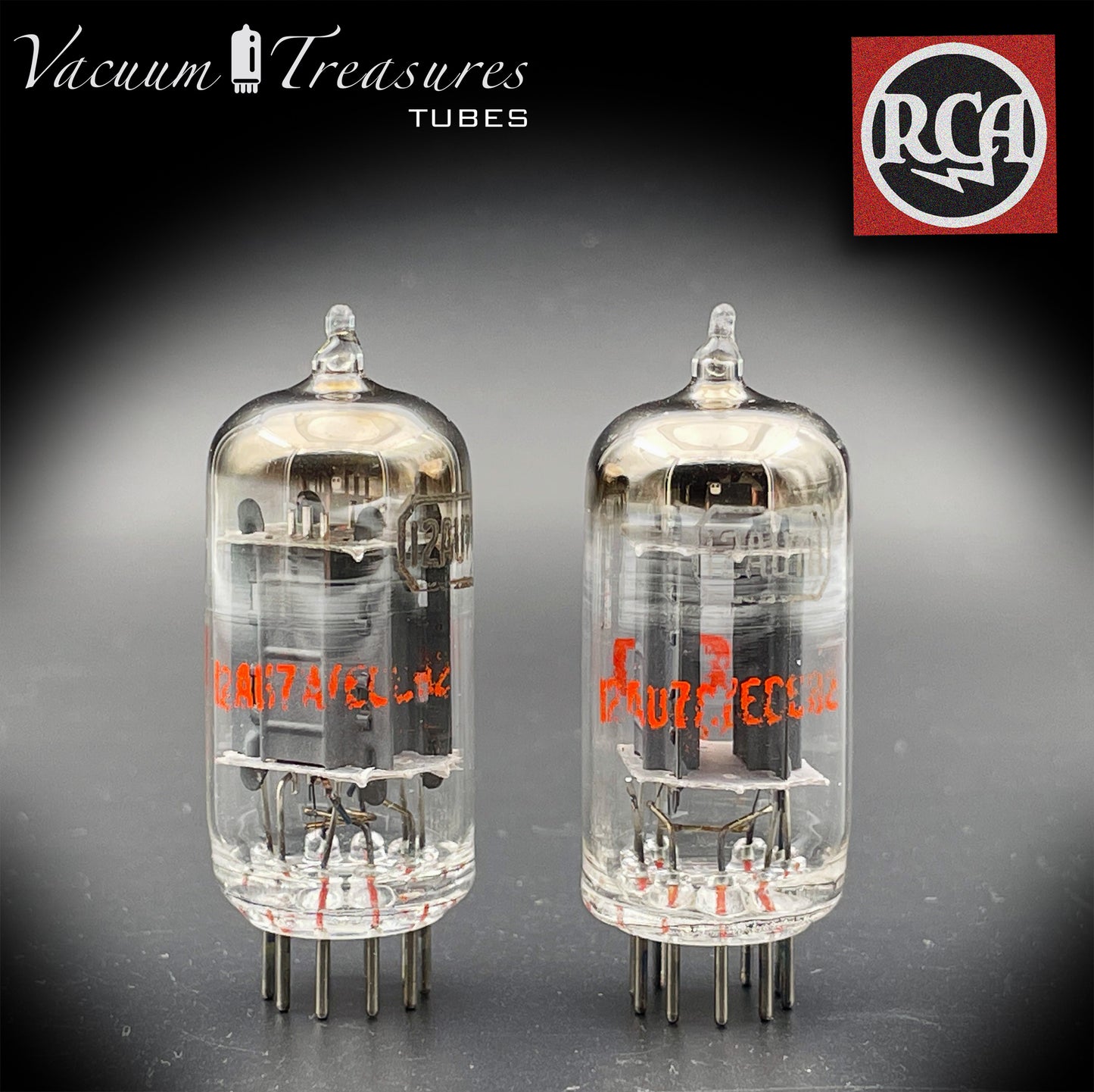 12AU7 A ( ECC82 ) RCA NOS Long Gray Plates Halo Getter Matched Tubes Made in USA