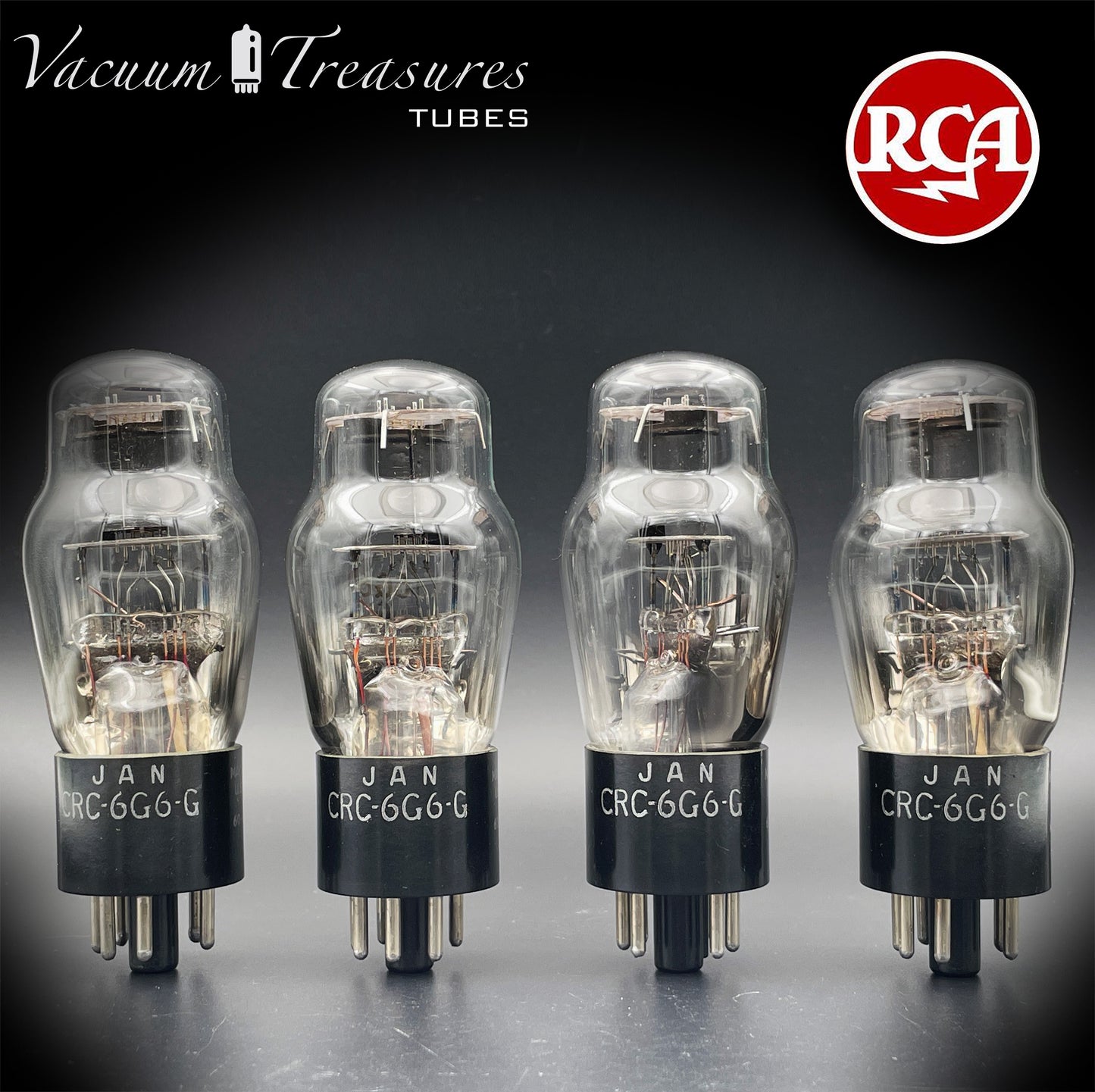 6G6G = VT-198A = 6G6GT RCA NOS NIB Matched Quad Black Plates Square Getter Power Pentode USA