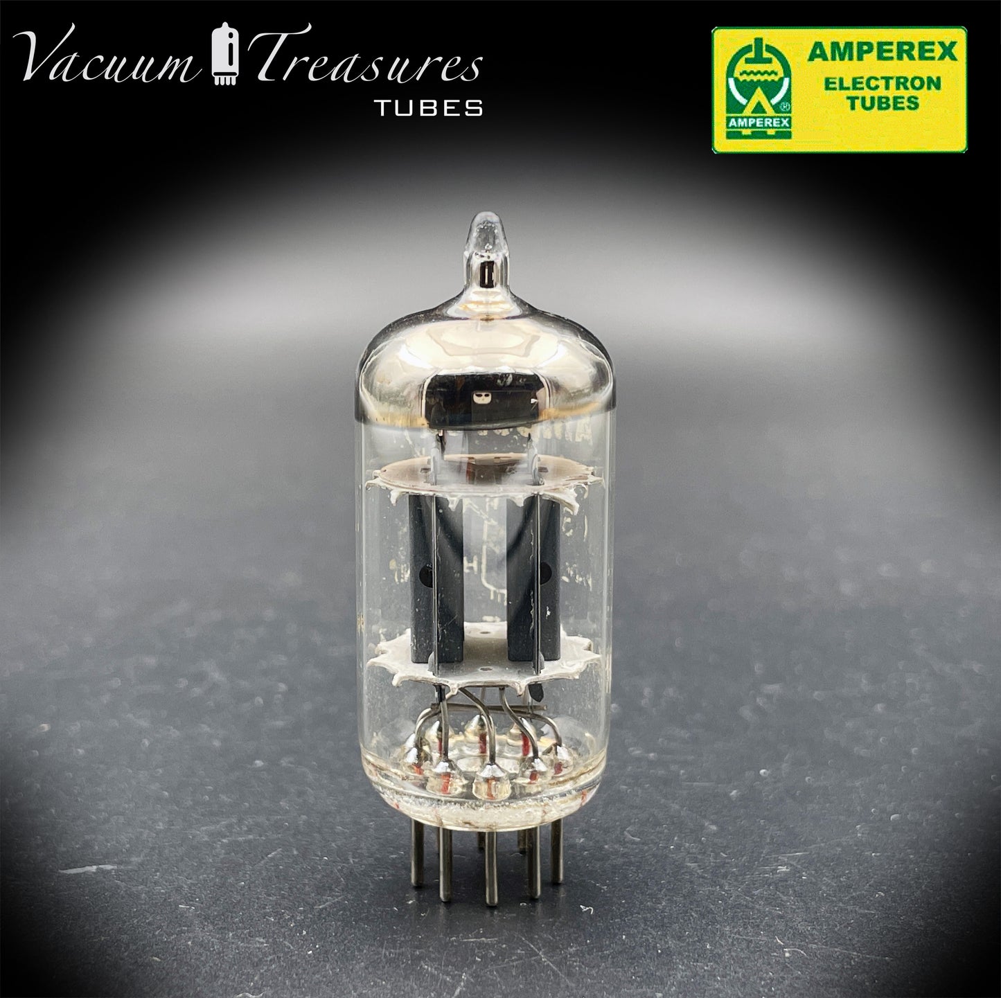 12AX7 ( ECC83 ) NOS AMPEREX Bugle Boy Short Plates Halo Getter Tested Tube MADE IN HOLLAND