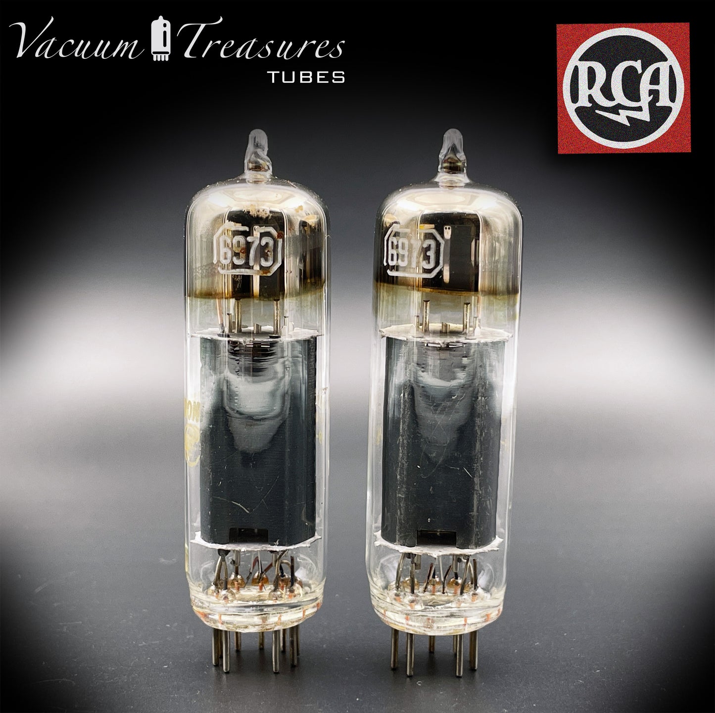 6973 RCA Black Plates Halo Getter Matched Pair Tubes Hergestellt in den USA