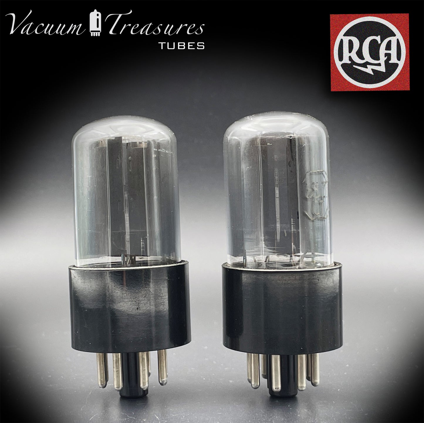 6SL7 GT ( VT-229 ) RCA NOS Black Plates Legendary Grafite Glass Square Getter Tested Pair Tubes Made in USA '50s