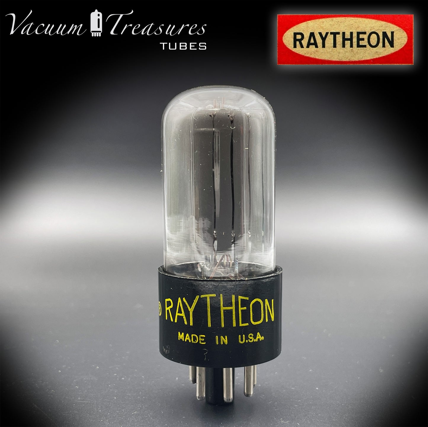 6V6 GT RAYTHEON NIB Black Glass [] Getter Tested Tube Made in USA '46