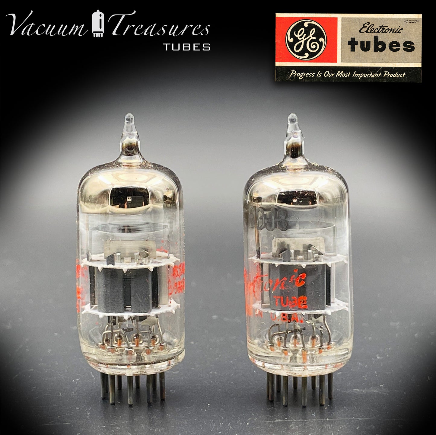 ECC88 ( 6DJ8 ) GE NOS NIB Halo Getter Matched Pair Tubes Made in USA '62