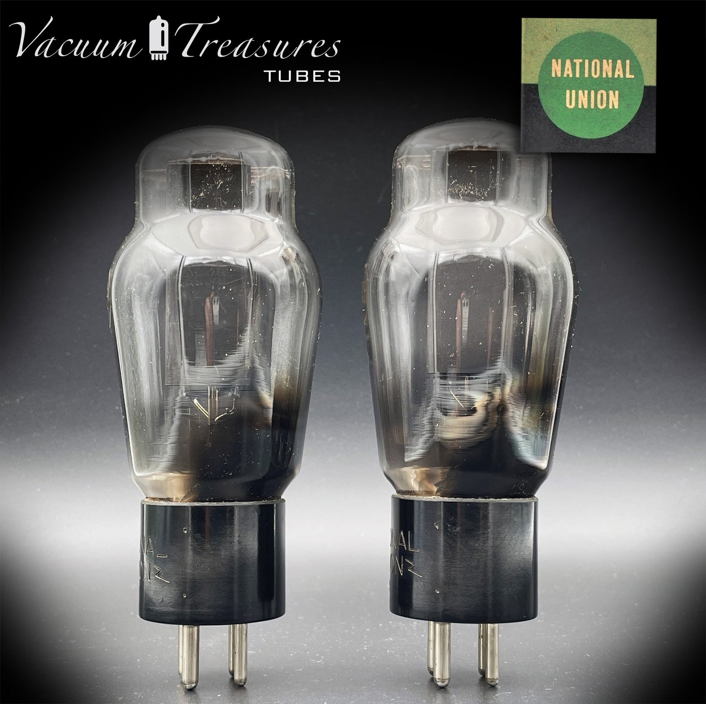 5Z3 VT-145 NATIONAL UNION NOS NIB Matched Pair Hanging Filaments Black Plates Foil Getter USA