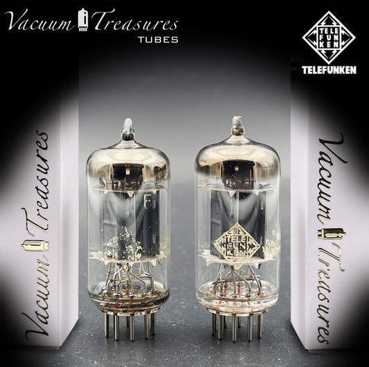 12AX7 / ECC83 TELEFUNKEN Tested Pair Tubes – Ribbed Plates Diamond Bottom Made in Germany