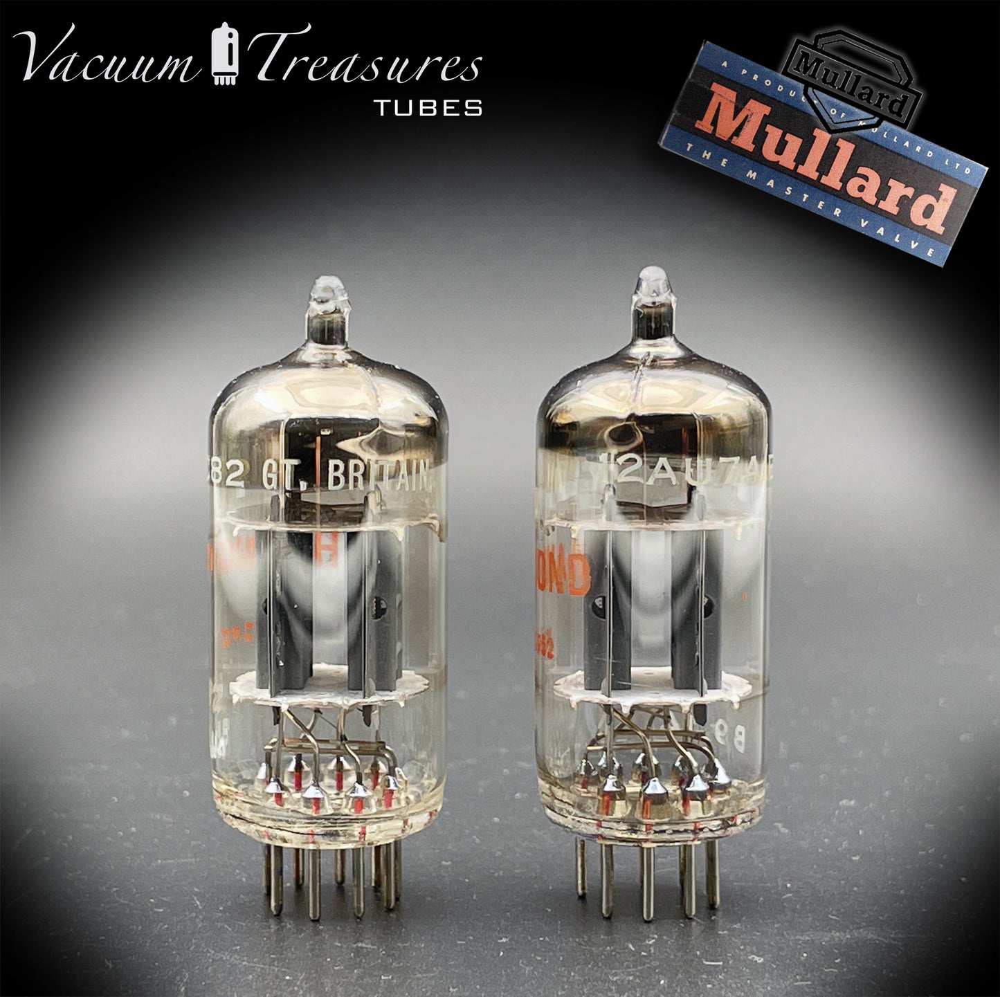 12AU7 ( ECC82 ) NOS MULLARD Blackburn Short Plates Matched Pair Tubes Made in GT. BRITAIN