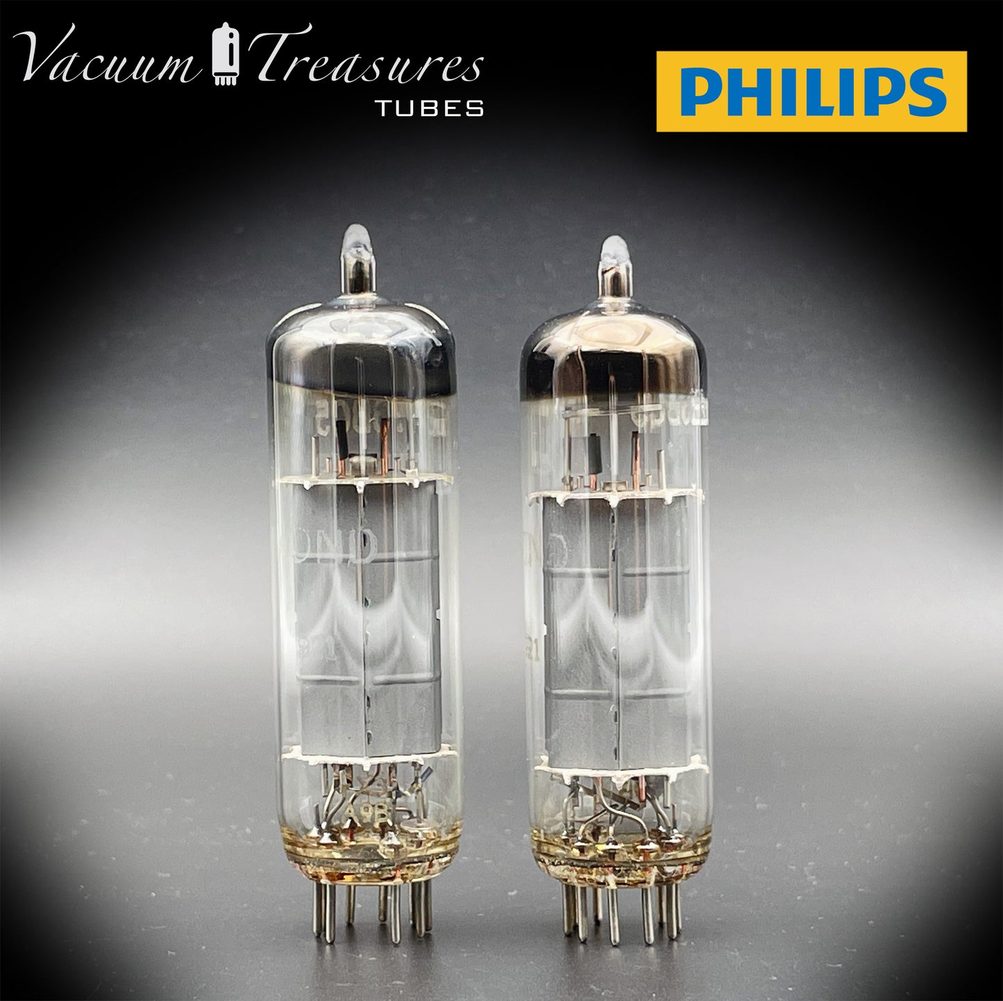 6BQ5 ( EL84 ) PHILIPS Gray Plates Halo Getter rX3 Matched Tubes Made in AUSTRIA '50s