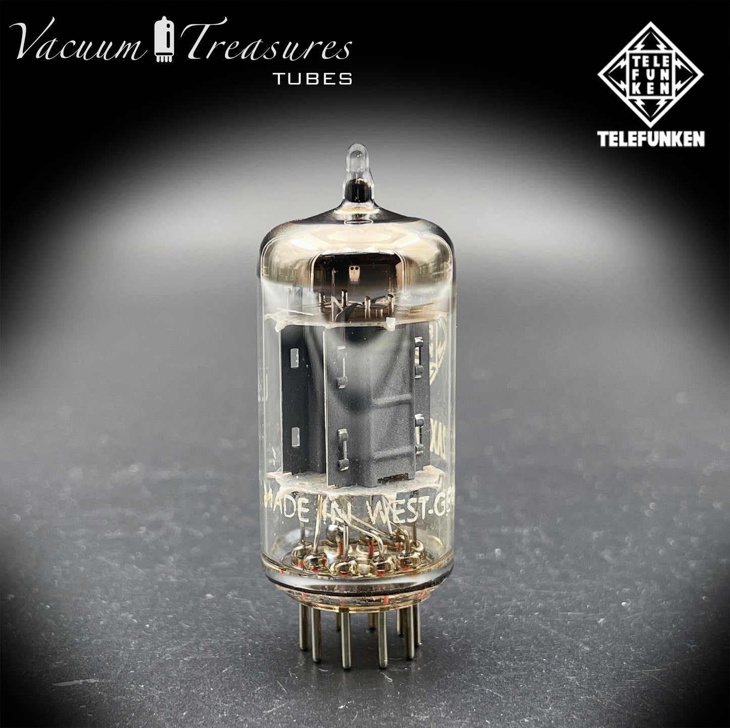 12AX7 ECC83 NOS Telefunken - Ribbed Plates Diamond Bottom Tested Tube Western Germany