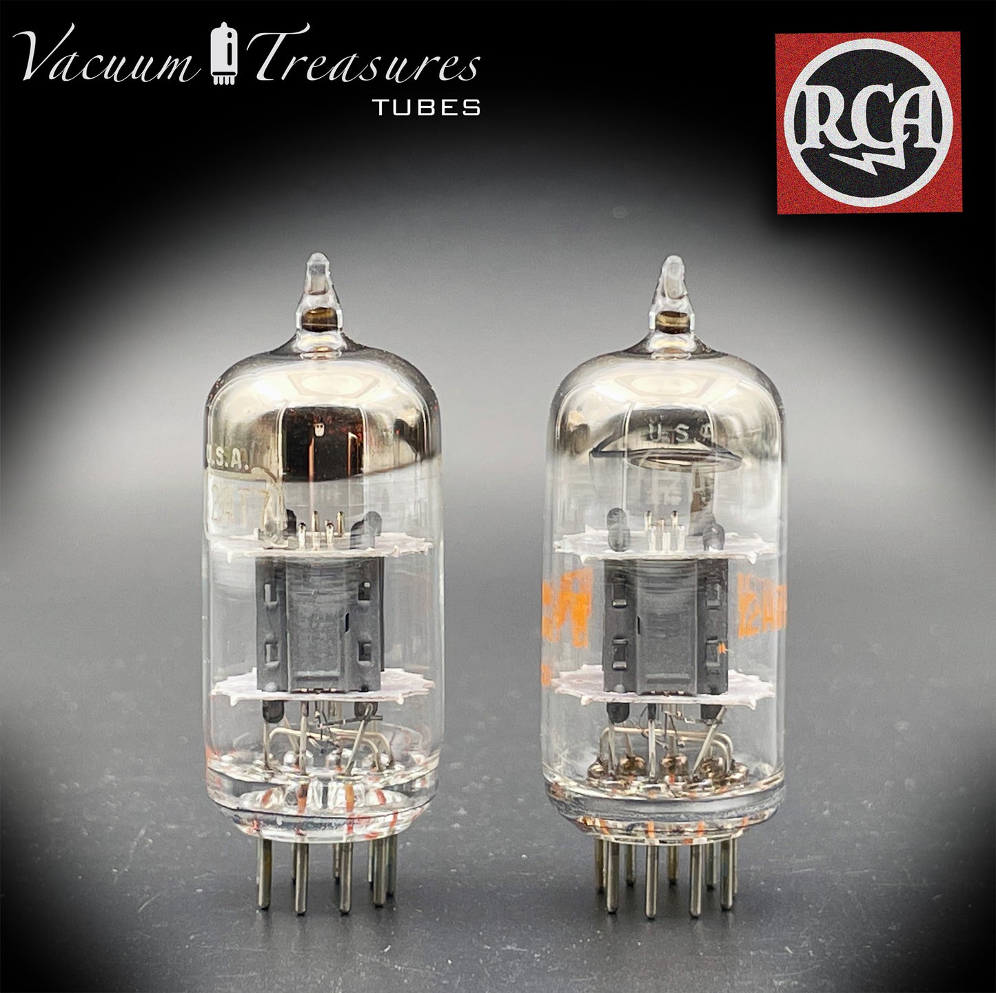 ECC81 ( 12AT7 ) RCA NOS NIB Gray Plates Halo Getter Matched Tubes MADE IN USA