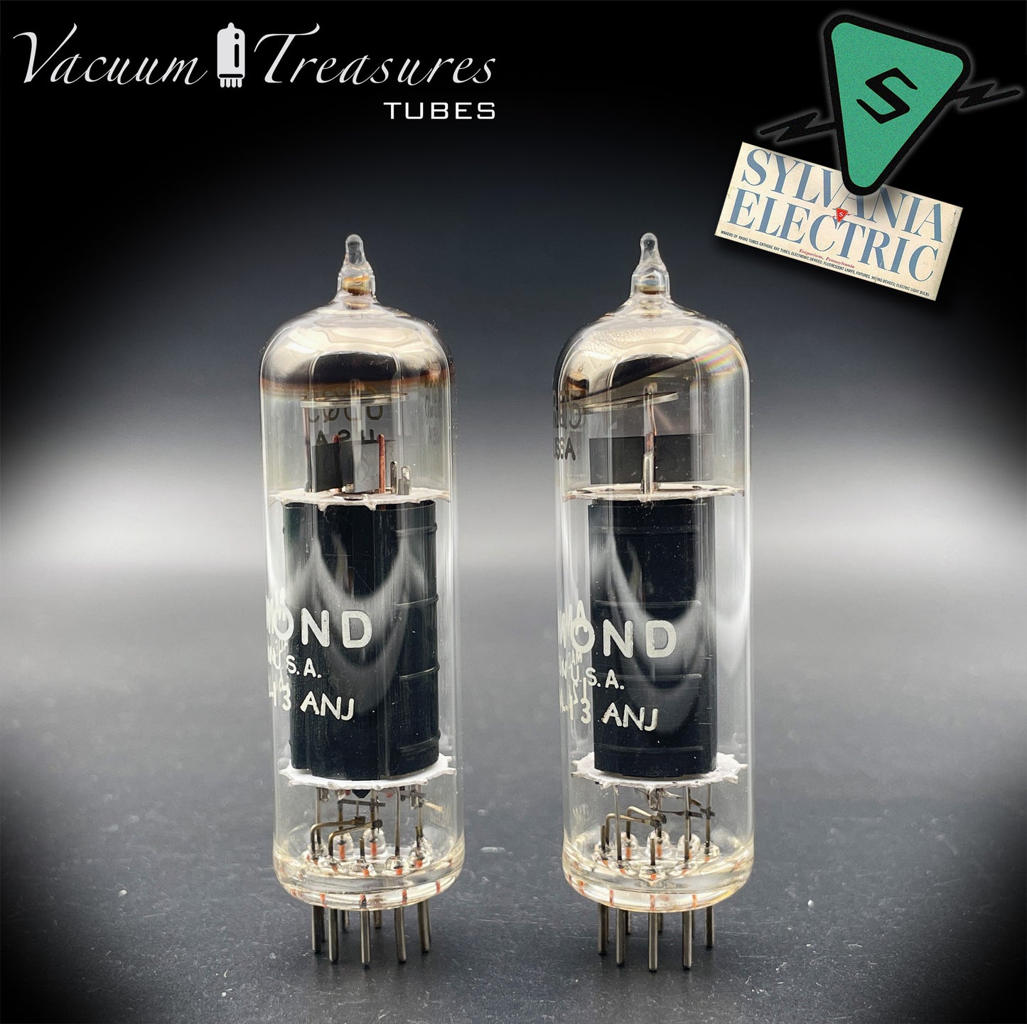 6BQ5 EL84 SYLVANIA for Hammond Matched Pair Black Plates Tubes Made in USA '64