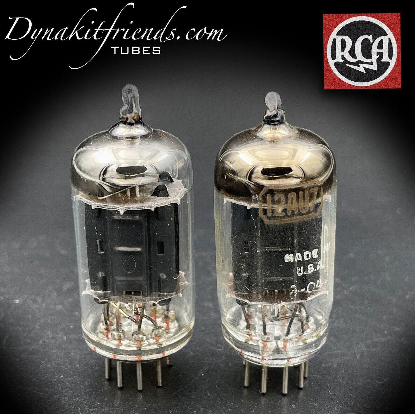 12AU7 ( ECC82 ) RCA Long Black Plates [] Square Getter Matched Tubes Made in USA
