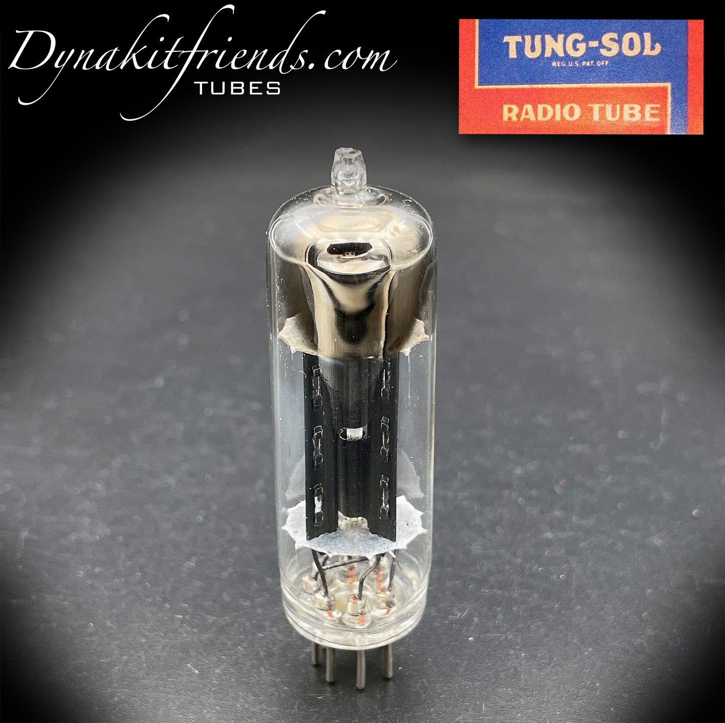6X4 (EZ90) TUNG-SOL Quadratischer Getter-Vakuumröhrengleichrichter mit schwarzen Platten, hergestellt in den USA