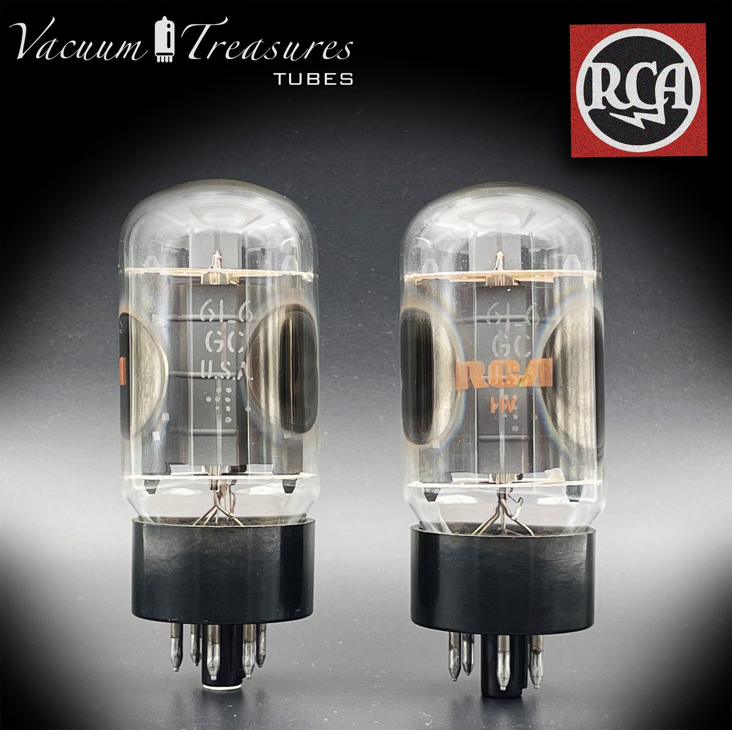 6L6 GC RCA NOS Gray Plates OO Getter Matched Pair Tubes MADE IN USA