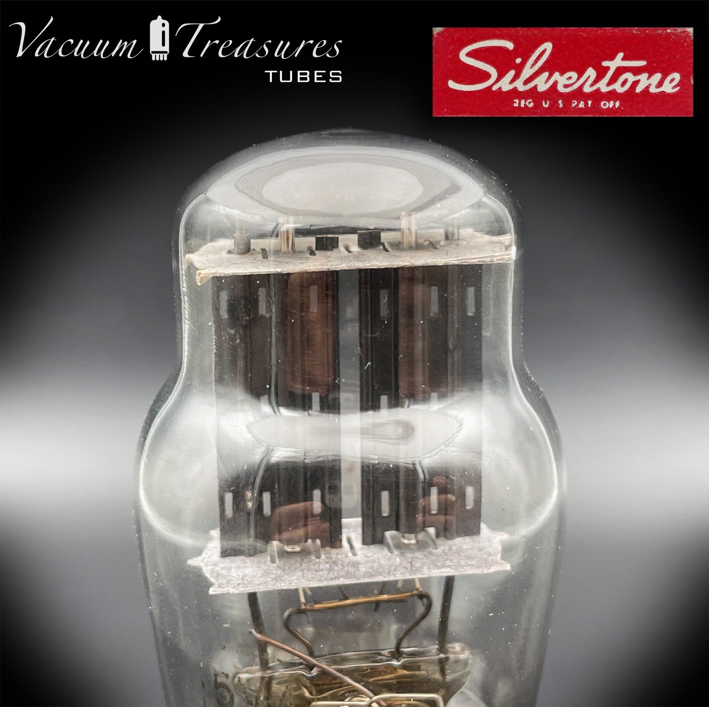 5V4G GZ32 SILVERTONE ST Shape Black Plates Bottom Square Getter Tested Tube Made in USA '51