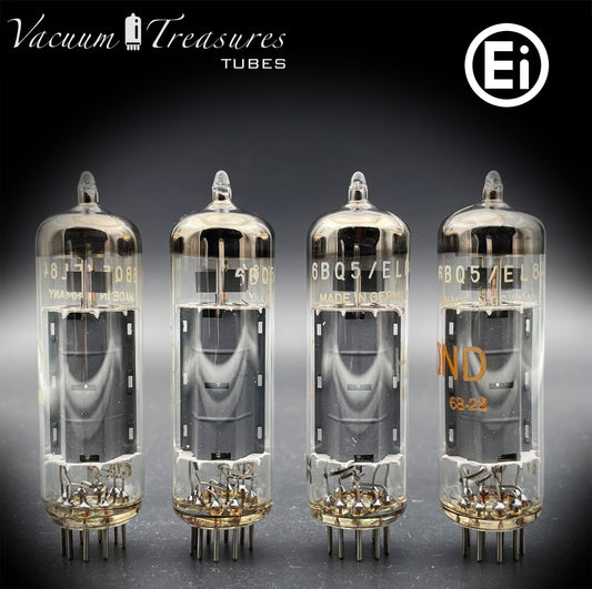 6BQ5 / EL84 HAMMOND by Ei Gray Plates Halo Getter Matched Quad Tubes Made in YUGOSLAVIA