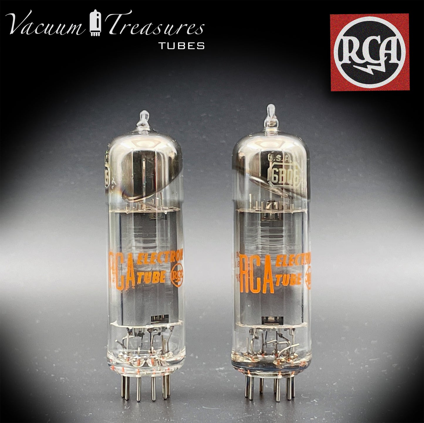 6BQ5 ( EL84 ) RCA NOS NIB Gray Plates Disc Halo Getter Tested Pair Tubes Made in USA '66