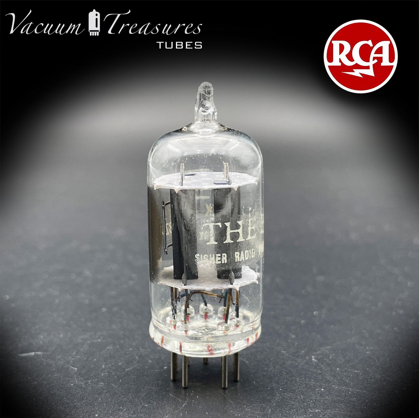 7025 12AX7 RCA Clear Top Long Gray Plates Side D Getter Tested Tube Made in USA '60s