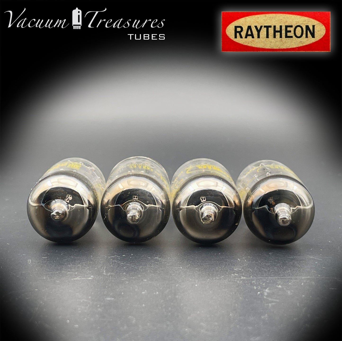 12AU7 ( ECC82 ) NOS RAYTHEON for Baldwin Long Black Plates Halo Getter Matched Tubes Made in USA '59