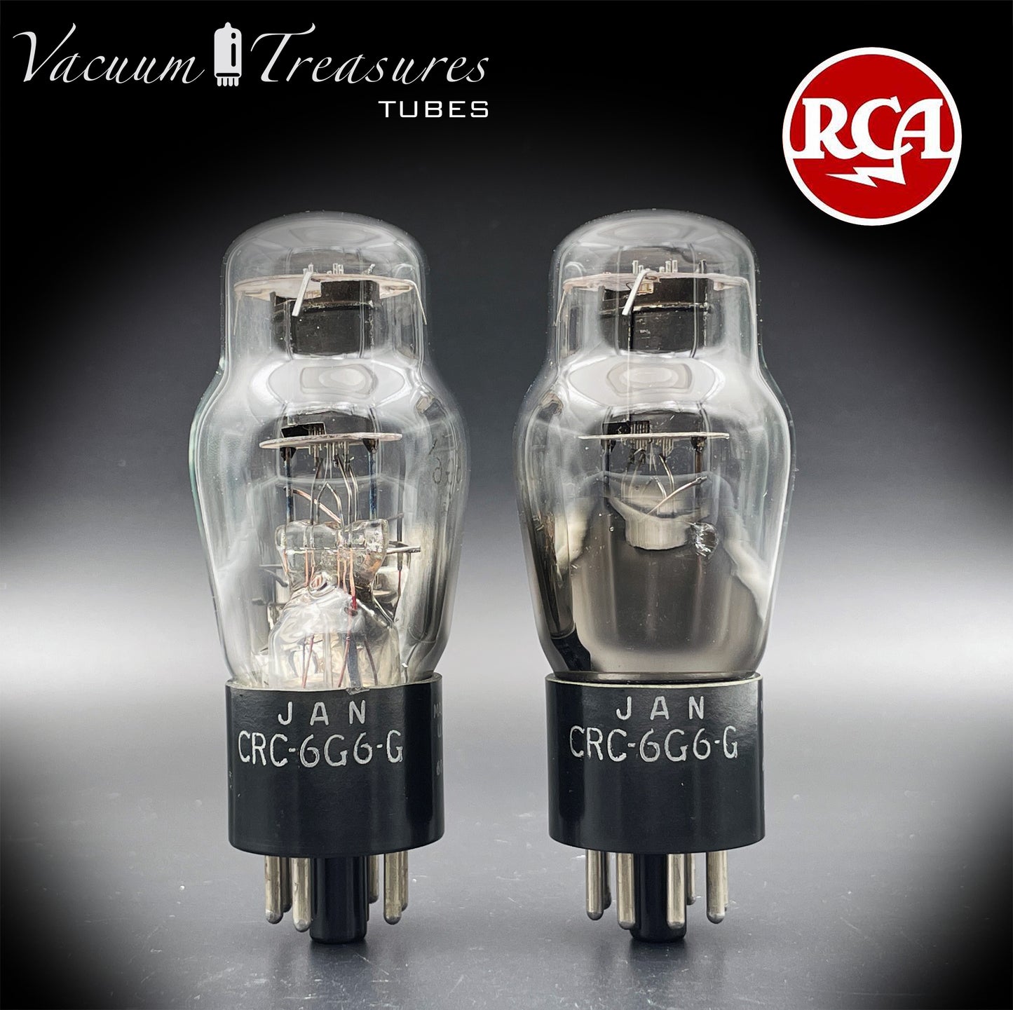6G6G = VT-198A = 6G6GT RCA NOS NIB Matched Pair Black Plates Square Getter Power Pentode USA