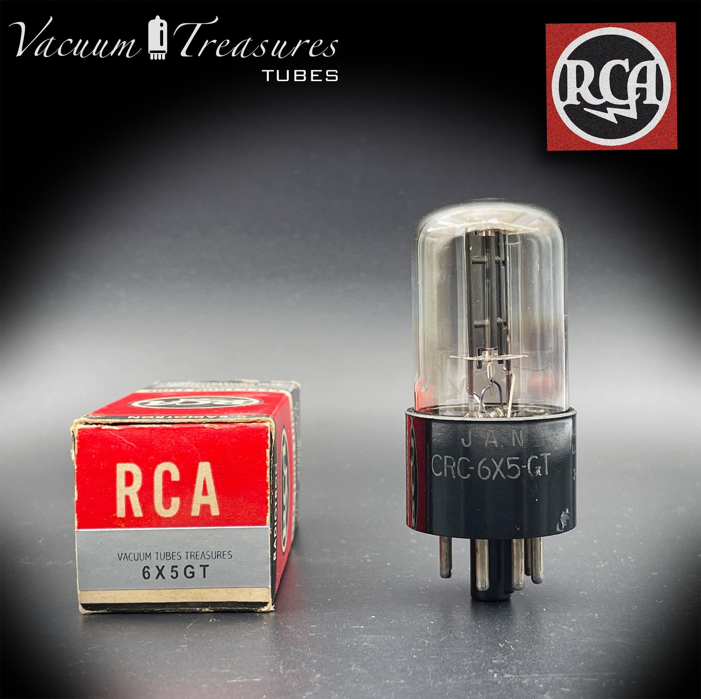 JAN CRC 6X5 GT ( 6Z5P ) RCA Black Plates D Getter Rectifier Tube MADE IN USA '53