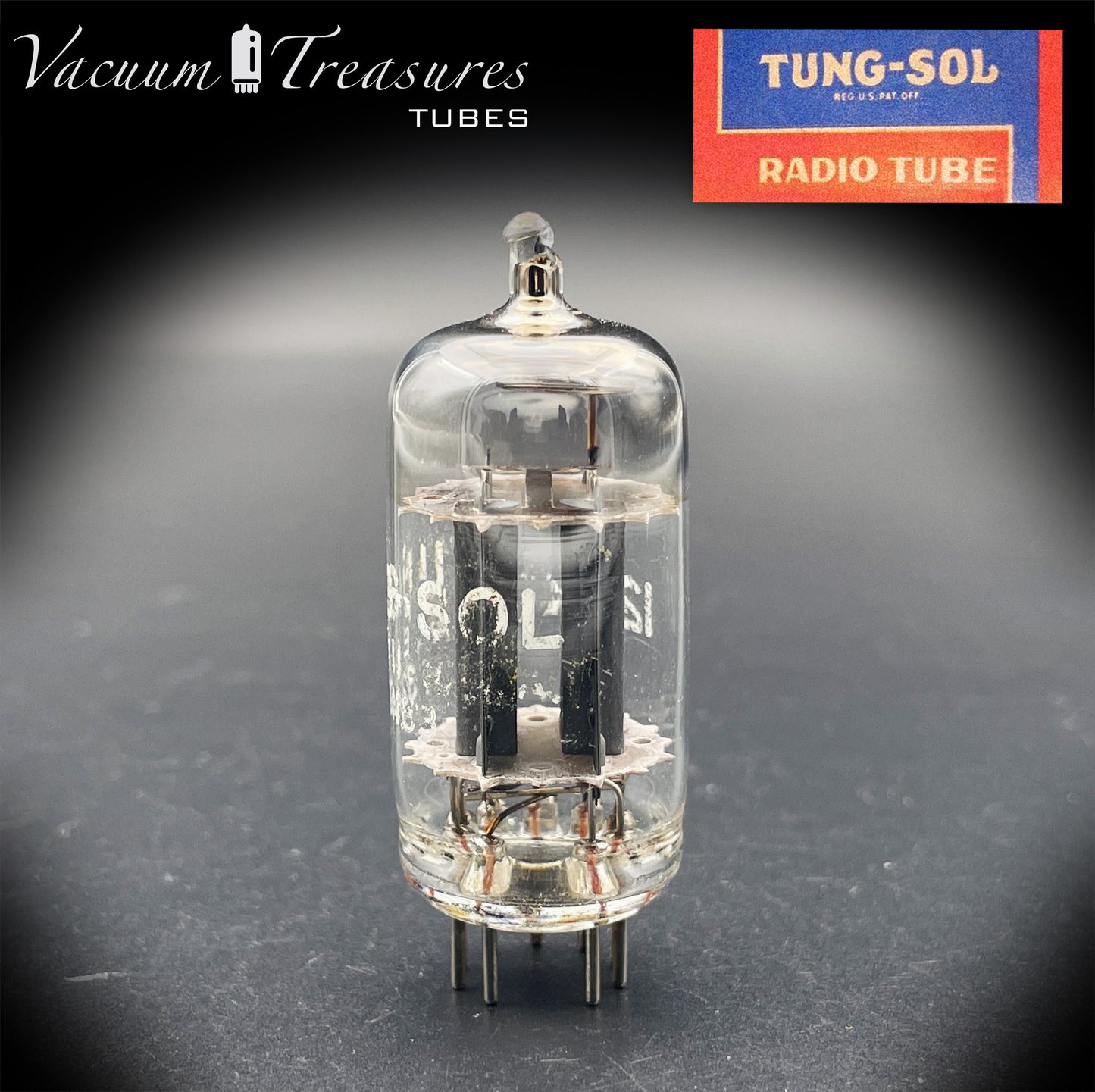 12AX7 / ECC83 NOS Tung-Sol Long Gray Plates Halo Getter Tested Tube Low Noise & Mic '60s