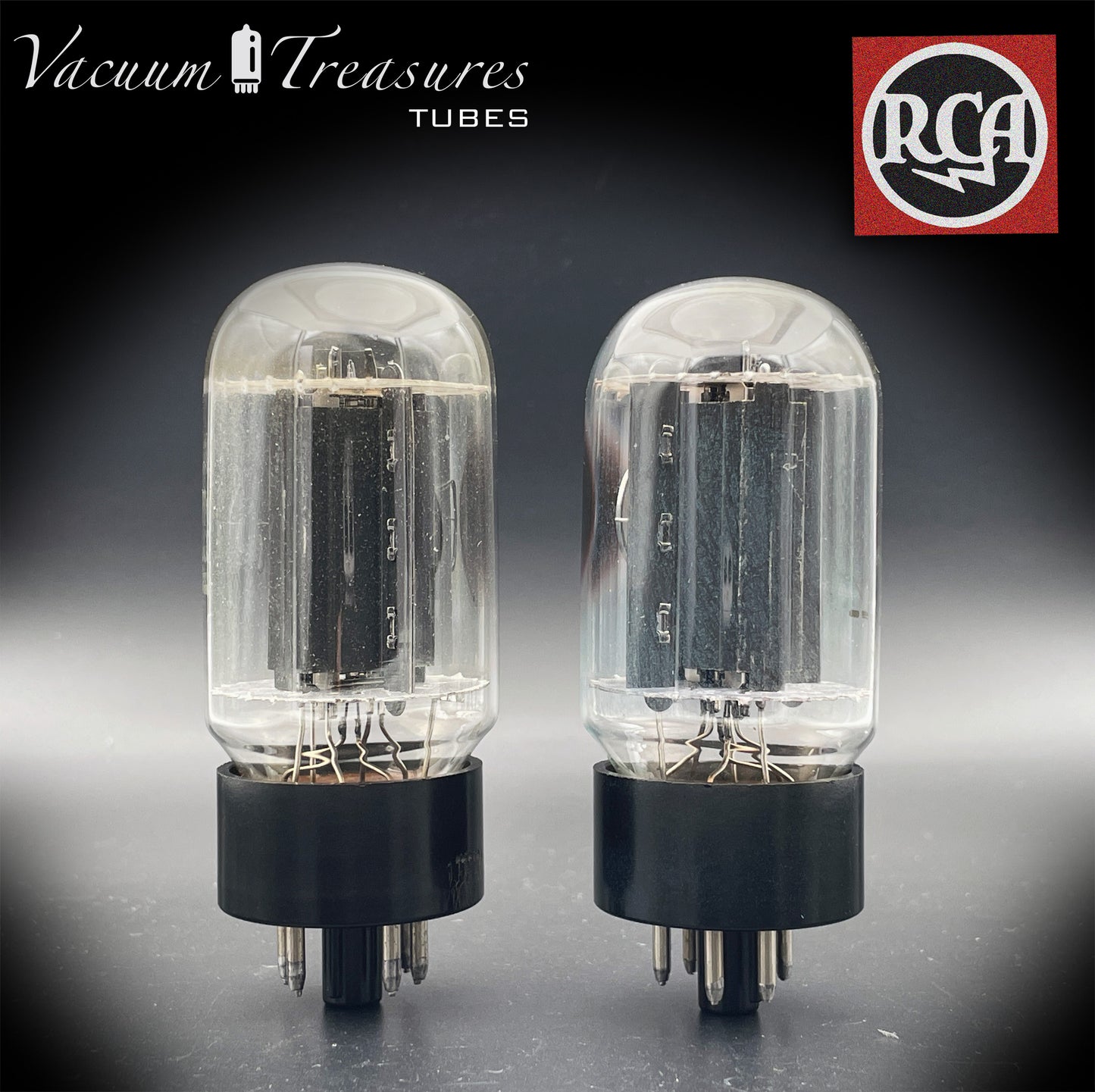 6L6GC RCA Black Plates Side Halo Getter – AMPLITREX Matched Pair – Made in USA – Like NOS