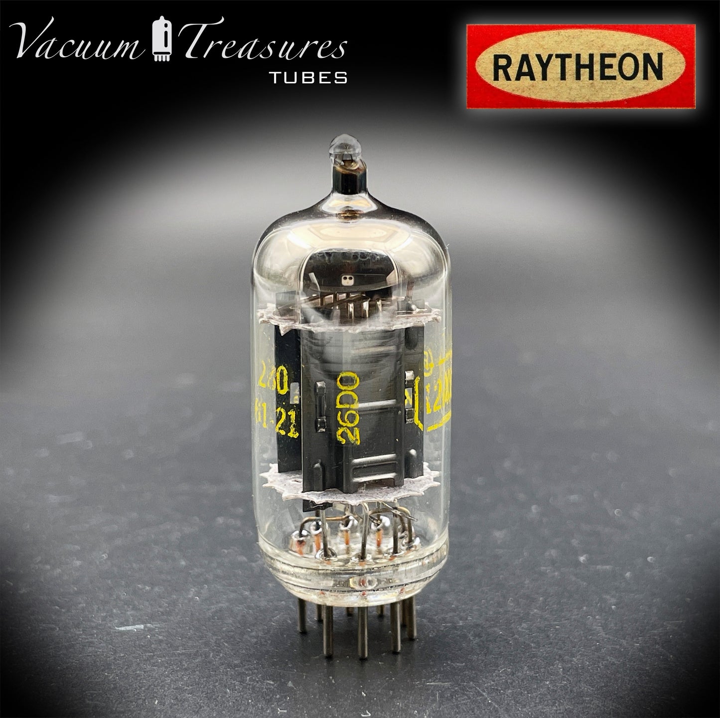 12AX7 / ECC83 NOS RAYTHEON Long Black Plates Tested Tube - Balanced - Made in USA '61
