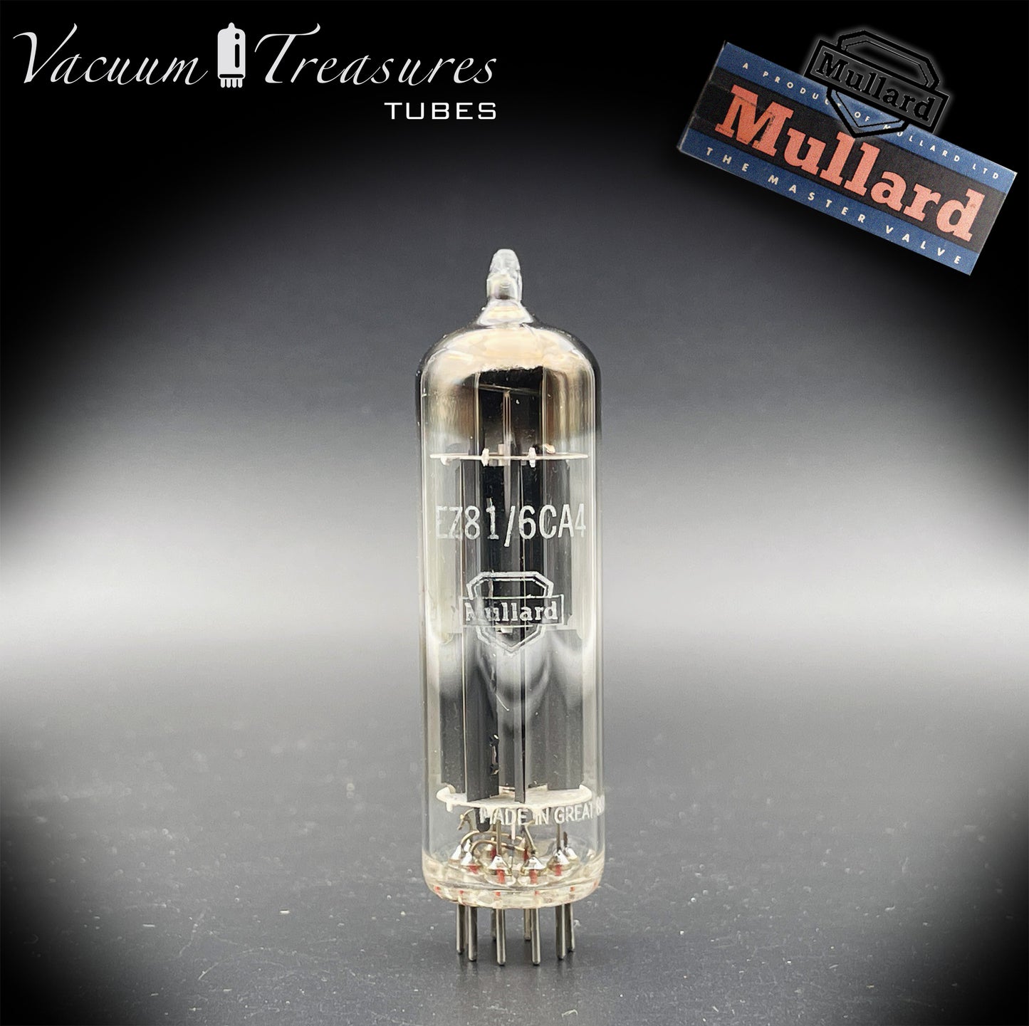 6CA4 ( EZ81 ) MULLARD NOS NIB Blackburn Square Getter Tube Rectifier Made in GT. BRITAIN '50s