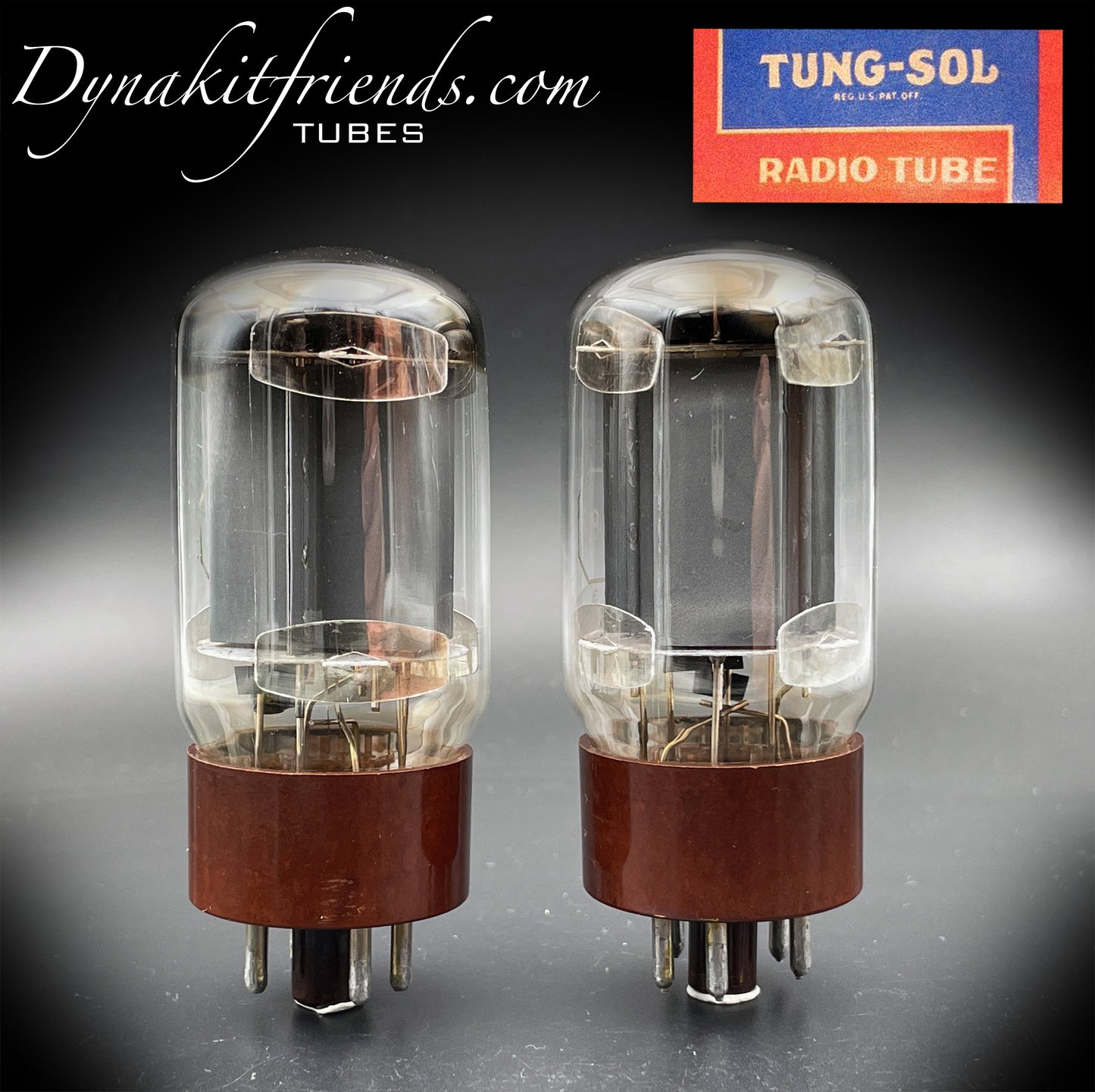 5881 (6L6WGB) TUNG-SOL Par de tubos de vacío con base marrón combinados Fabricado en EE. UU.