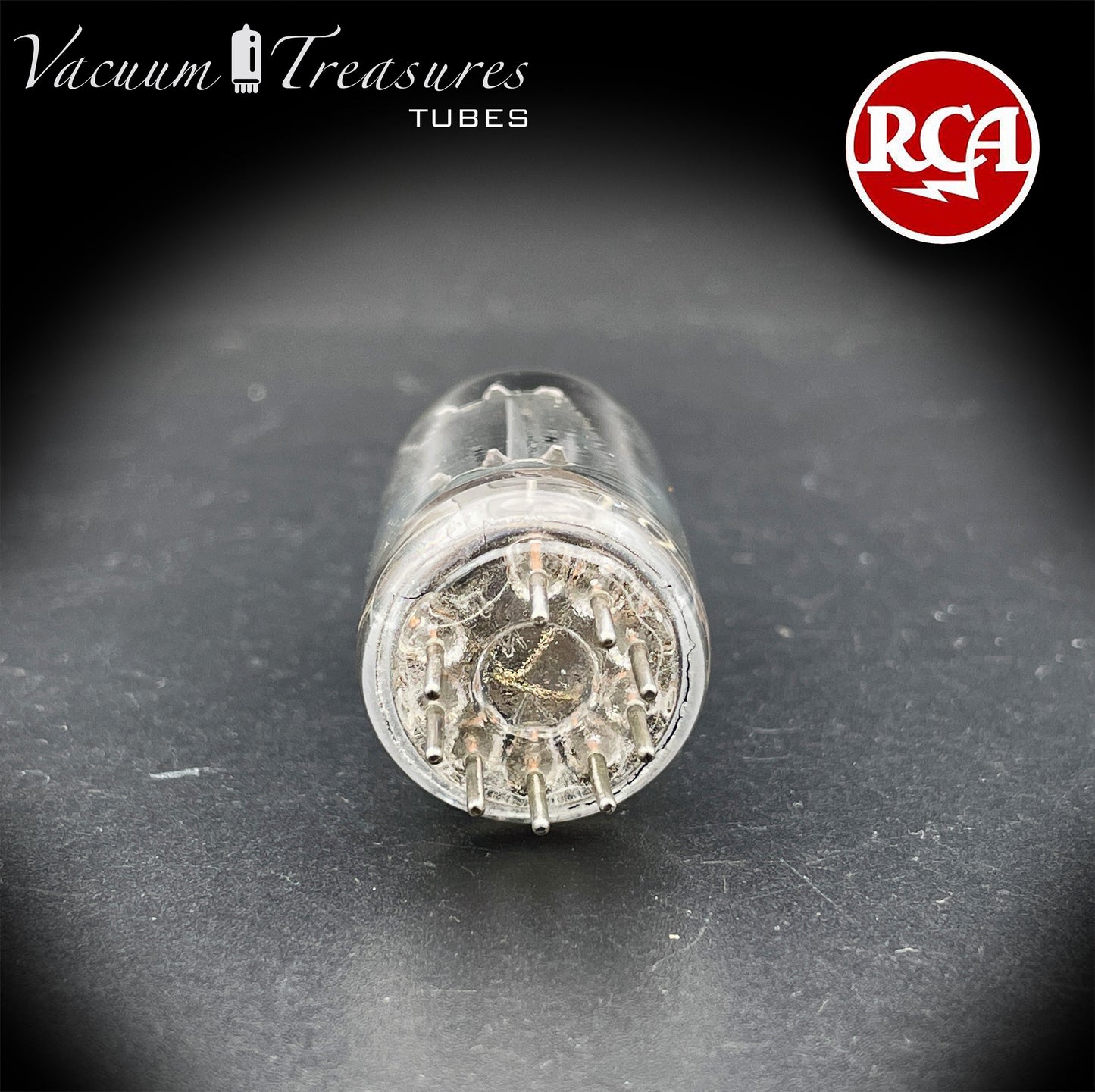 12AX7 / ECC83 RCA Long Gray Plates Square Tilt Getter Made in USA '50s