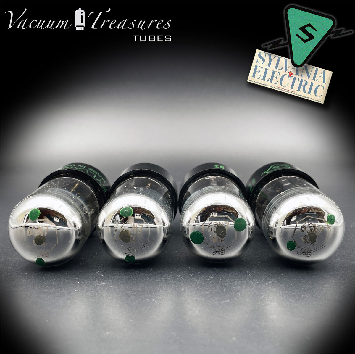 6SN7GTA NOS SYLVANIA Chrome Top Matched Quad - Same Production Code - Low Noise & Microphonics - AMPLITREX Tested